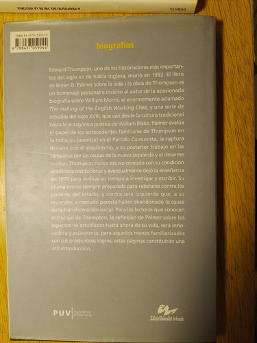 Bryan D. Palmer, E.p. Thompson. Biografía Tapas Duras