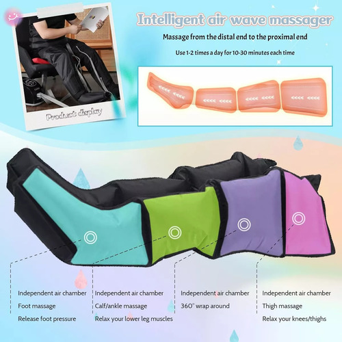 BlueDreamer E12-5 Masajeador Electrico De Pies Piernas Botas Aire Compresion color negro