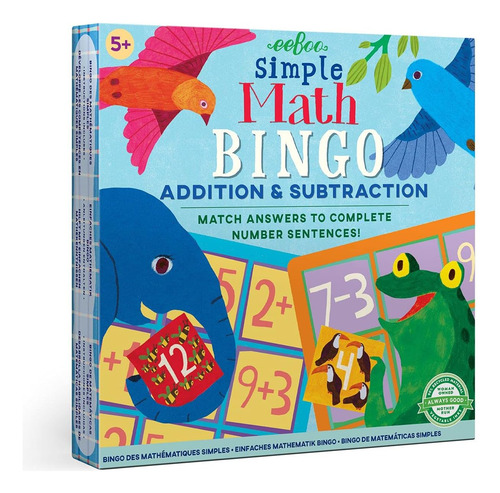 Eeboo: Juego De Bingo Matemático Simple, Suma Y Resta, Une R