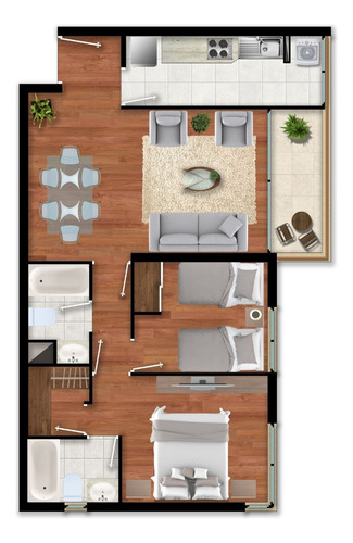 Dpto 1er Piso 2dorm 2baños C/estacionamiento El Llano