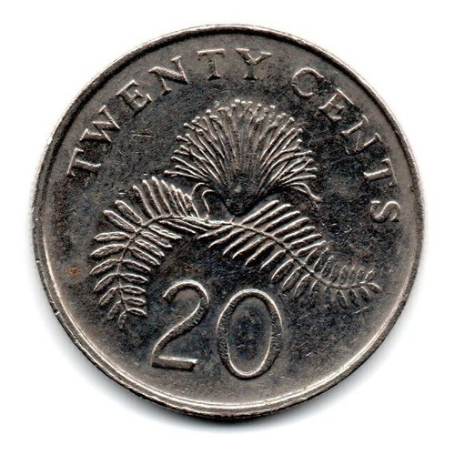 Singapur Moneda 20 Cent Año 1990 Km#52 Asia