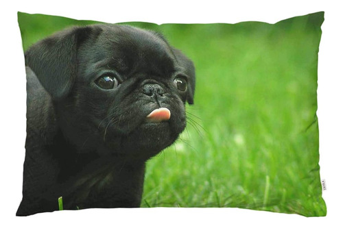 ~? Ekobla Throw Pillow Cover Lindo Pug Dog Animal Black Pupp
