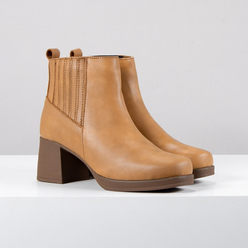 Imagen 3 de 8 de Bota Mujer Citadina Cuero Plataforma Elástico Taco Bahia