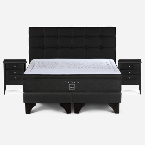 Cama Europea Tempo Súper King + Muebles Issey Grafito