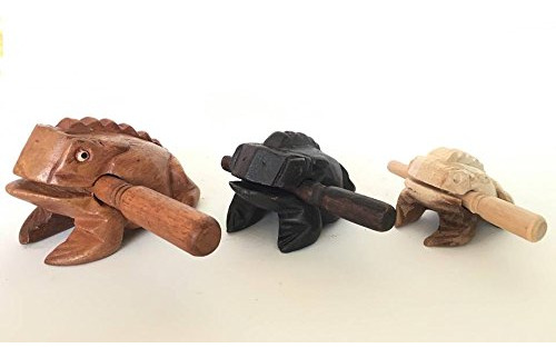 Instrumentos De Percusión Rana De Madera Juego De 3 Pi...