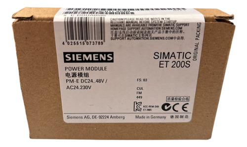 Siemens 6es7138-4cb11-0ab0 Power Module
