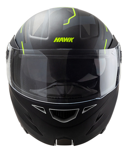Casco Moto Hawk Rs5 Vector Resistance Rebatible Doble Visor Color Negro/amarillo Diseño Resistance Negro/fluo Tamaño Del Casco L