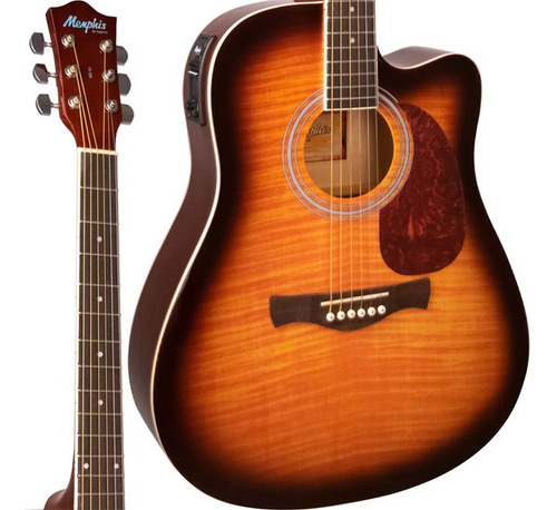 Violão eletroacústica Tagima Memphis MD 18 para destros tabbaco burst madeira técnica satin