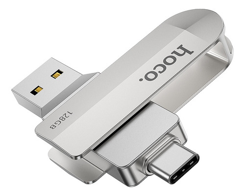 Pendrive Hoco Ud10 128gb Usb-c A Usb 3.0 Flash Drive Plateado Metal
