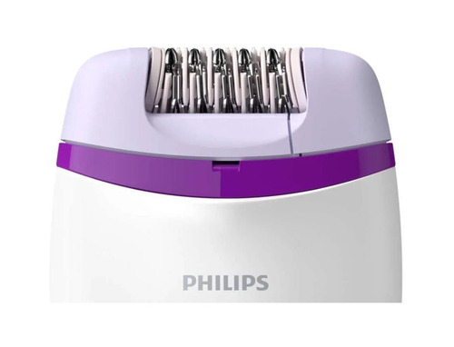 Imagen 3 de 3 de Depiladora eléctrica Philips Satinelle Essential BRE225/00 color blanco y morado 100V/240V