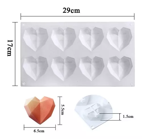 Molde Silicona x 6 Corazones Prisma