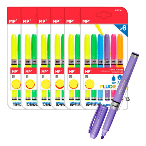 6 Paquetes Marcador Fluorescente 6uds Mexicopaper