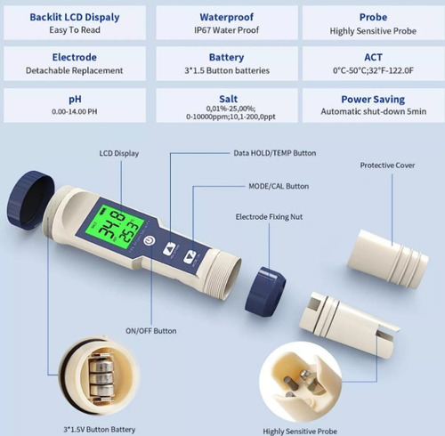 Medidor Multiparâmetro Ph/ec/tds/salinidade/temperatura