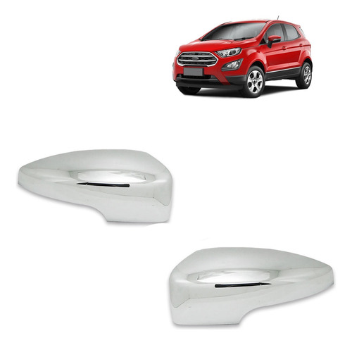 Par Aplique Capa Cromada P/ Retrovisor Ecosport 2017 C/pisca