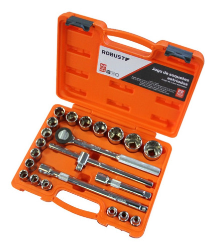 Jogo Soquete 1/2 8 À 32 Mm D26-22am 22 Peças Robust Gedore Cor Laranja