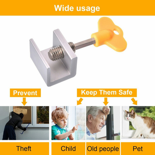 Imagen 5 de 9 de Cerradura De Seguridad Para Ventana Corrediza Ajustable