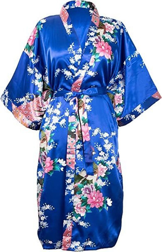 Bata Corta De Satén Sexy Para Mujer, Bata Larga Tipo Kimono