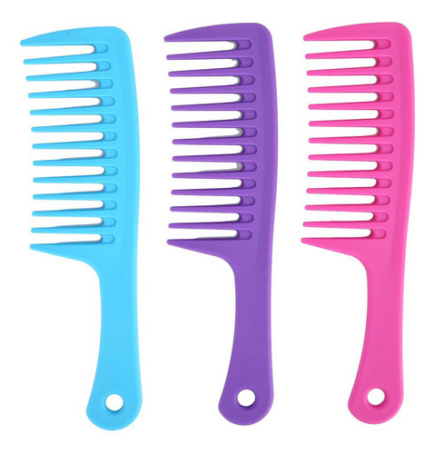 Peine Antiestático, 3 Colores, Dientes Anchos, Mango Recto,