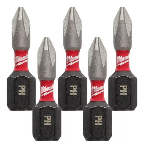 Kit X 5 Punta Impacto Ph2 X 25mm Atornillador Milwaukee 4601