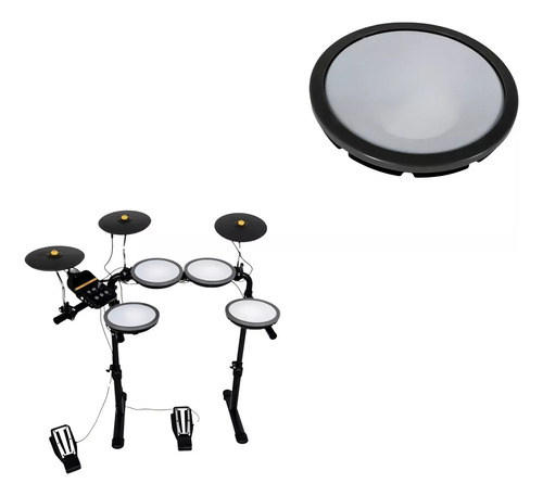 Bateria Eletrônica Nagano Tech Ntf-01 Com 7 Pads (seminovo) Preto E Branco (Usado)