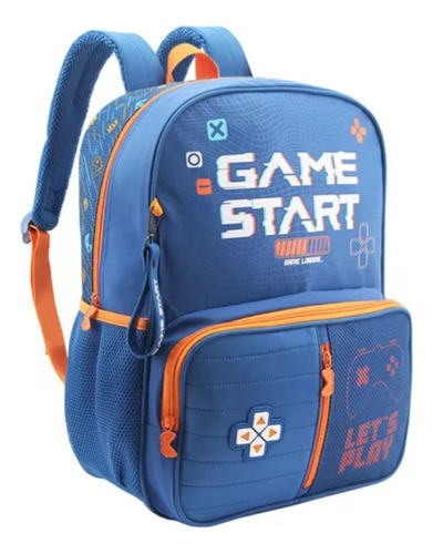 Mochila Espalda Reforzada Escolar Gamer Star 16 Lts Lsyd Color Azul Diseño De La Tela Game Stars