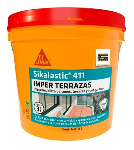 Sikalastic 411 Imper Terrazas Balcones Juntas De Loseta 4 L