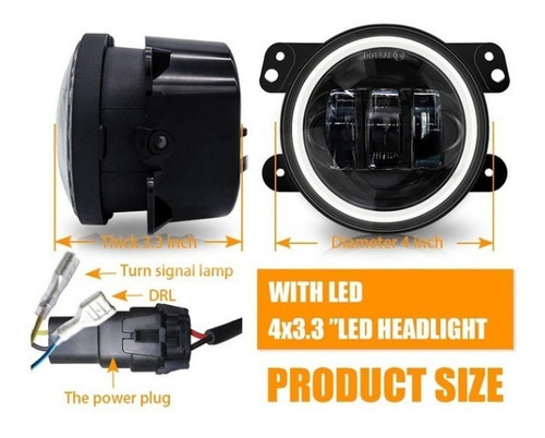 Faro Led Luz Blanca Neblinero Halo Blanco-ambar 4 Pulgadas