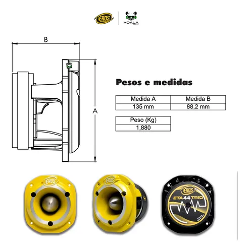 Super Tweeter 150w 8 Ohms Fenólico Corneta Eta 44 Trio Eros