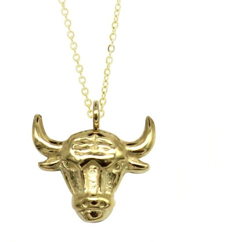 Collar Acero Inoxidable Dorado Mini Cabeza De Toro Bull