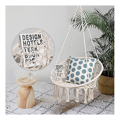 Hamacas Columpio De Macramé Con Bolsillo Lateral Beige