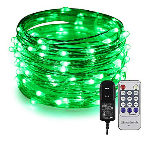 Luz De Navidad Enchufe, 33 Pies / 10m 100 Led De Plata Recub