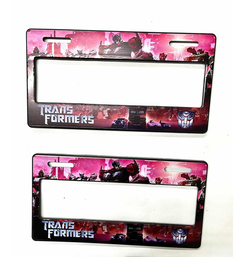 Par Porta Placas Autos Transformers Premium