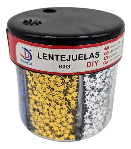 Lentejuelas En Forma De Estrella 60g 6 Colores Normales