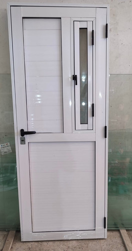 Puerta Aluminio Con Postigo 90x200 Blanco