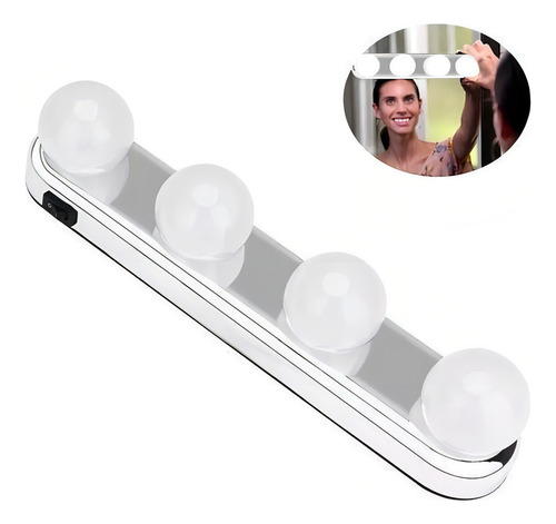 Luz De Espelho Maquiagem Camarim Led 4 Lampadas Sem Fio