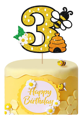 Bumble Bee - Decoracion Para Tarta De Tercer Cumpleanos, Dec