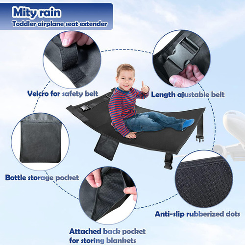 Reposapiés De Avión Para Niños, Cama De Negro 79cmx44cm