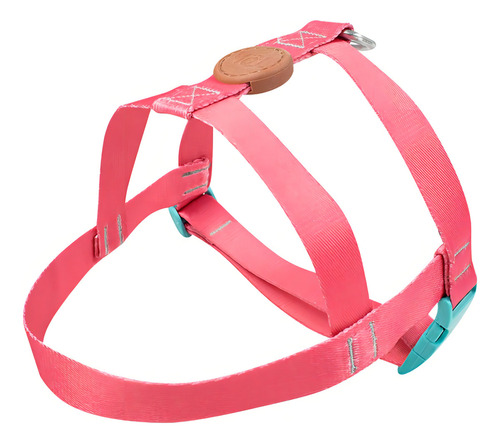 Peitoral E Guia P/cachorro Tradicional Toh Fiji ( Rosa) M
