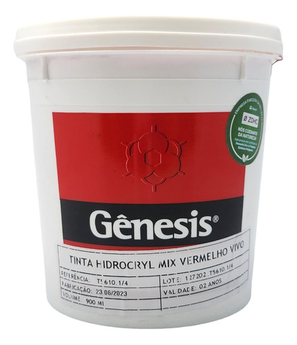 Tinta Serigrafia Hidrocryl Mix Vermelho Vivo Genesis 900ml