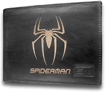 Spiderman - Cartera De Piel De Vacuno Con Grabado Láser