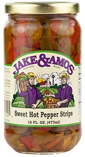 Jake & Amos Dulce Y Pimienta Caliente Tiras / 2 - 16 Oz. Pas