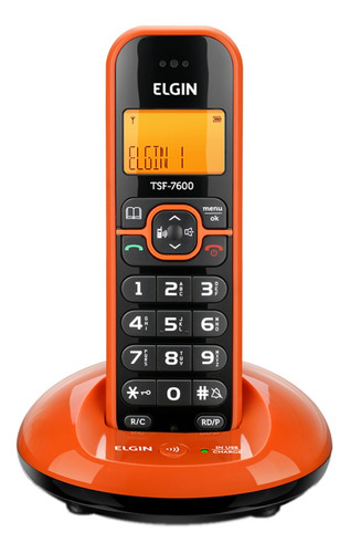 Telefone Elgin TSF 7600 sem fio - cor laranja