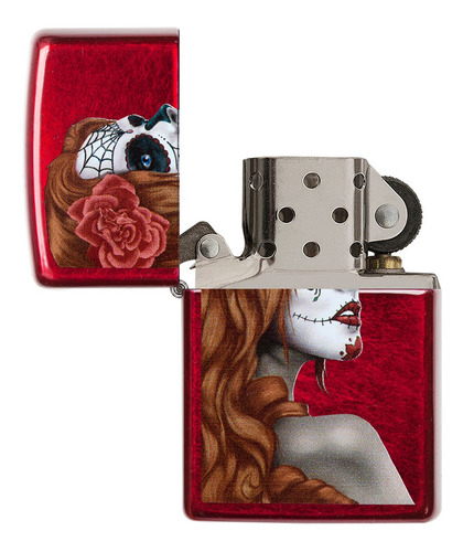 Imagen 2 de 10 de Encendedor Zippo Lighter Day Of The Dead Girl Rojo