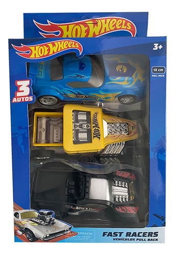 Hotwheels Fast Racers X 3 A Fricción 13 Cm - Vulcanita