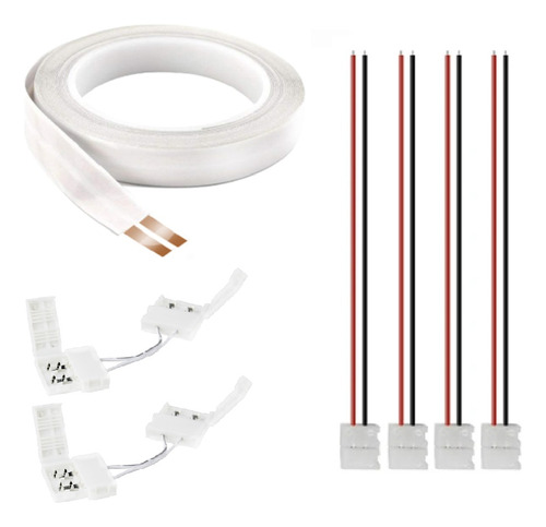 Kit 5mts Fita Elétrica 2 Vias10a +4 Conector Conec. +2 Curva