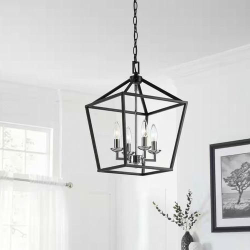 Lampara Techo 4 Luces Estilo Rustico Negro Mate 12 Pulgadas