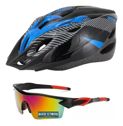 Kit Casco Bicicleta Mtb 18 Vent Regul + Gafas Ciclista Uv400