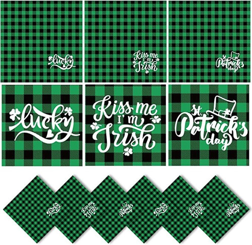 Whaline St. Patrick's Day Cloth Servilletas Verde Negro Buf