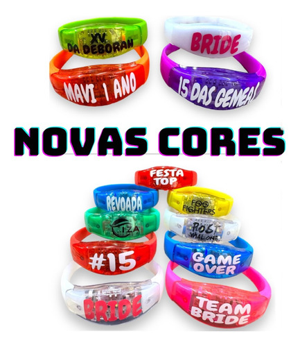 120 Unid. Pulseiras Led Personalizada Ativa Com Musica
