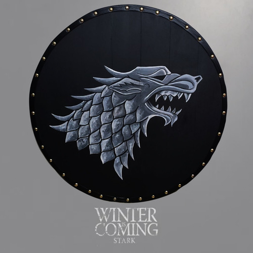 Escudo Game Of Thrones Casa Stark Lobo De Madera 60 Cm